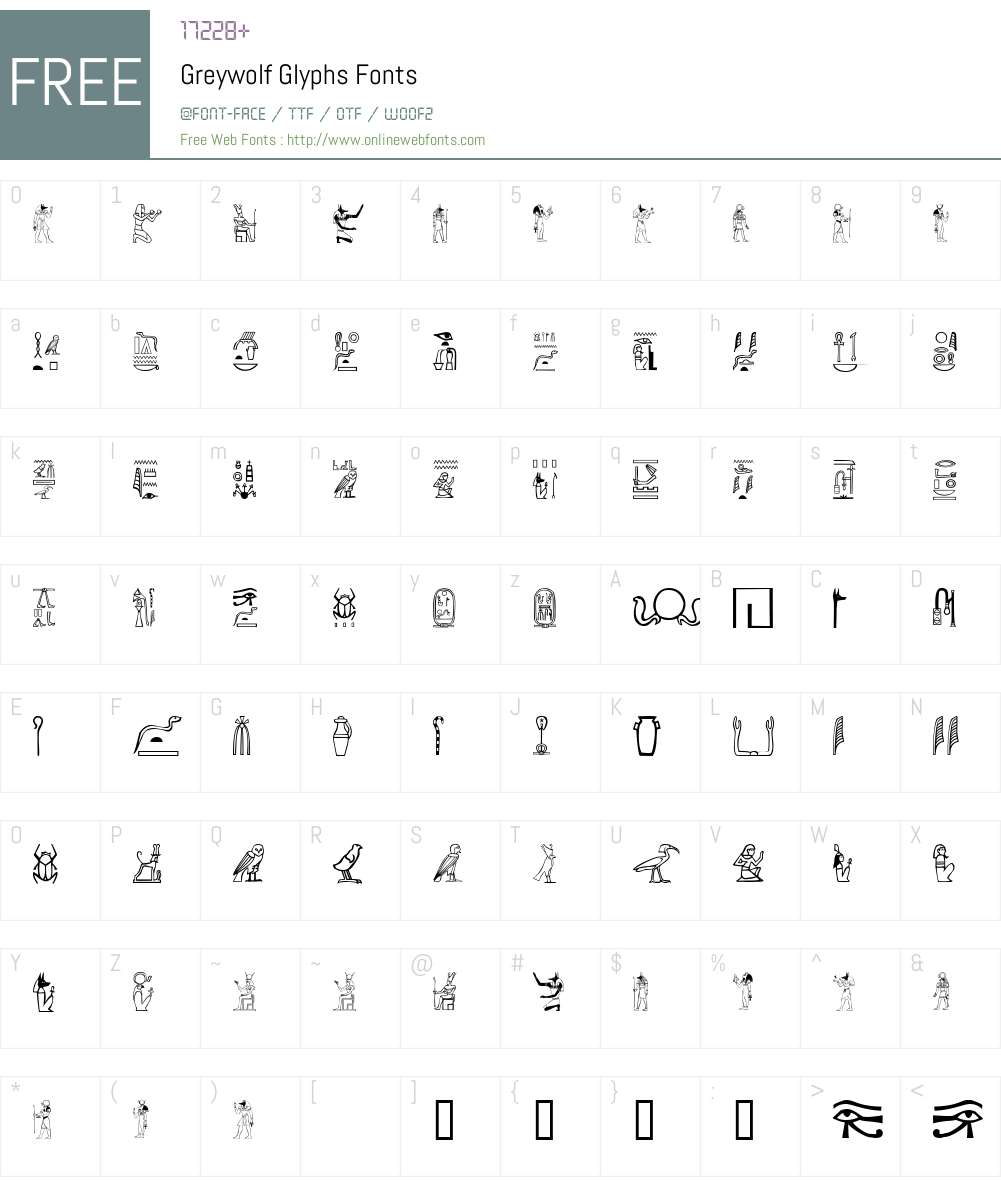 Greywolf Glyphs Font Screenshots
