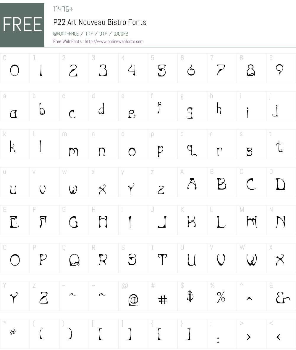 P22 Art Nouveau Bistro Font Screenshots