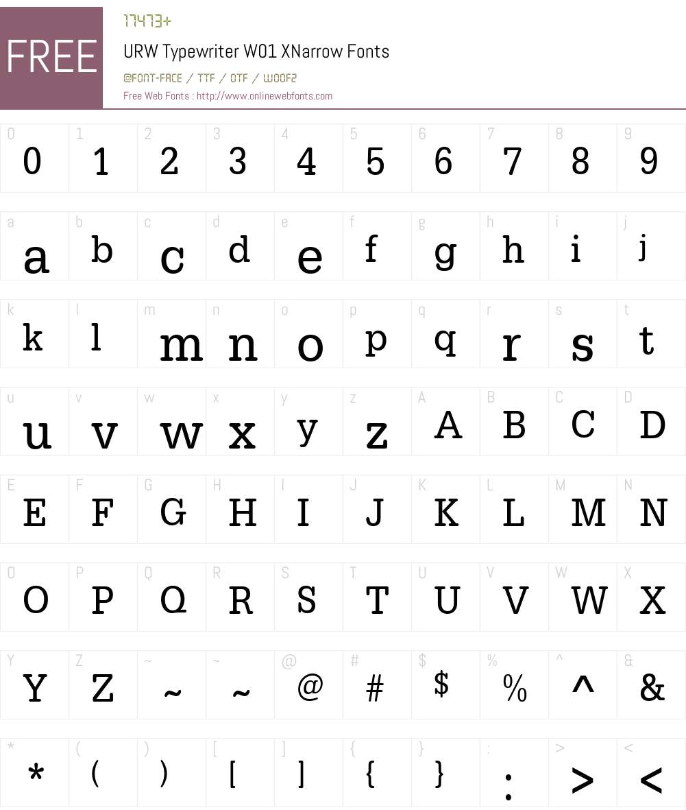 URWTypewriterW01-XNarrow Font Screenshots
