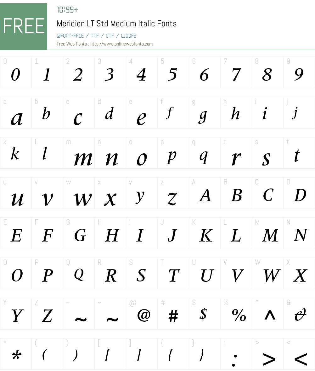 Meridien LT Std Font Screenshots