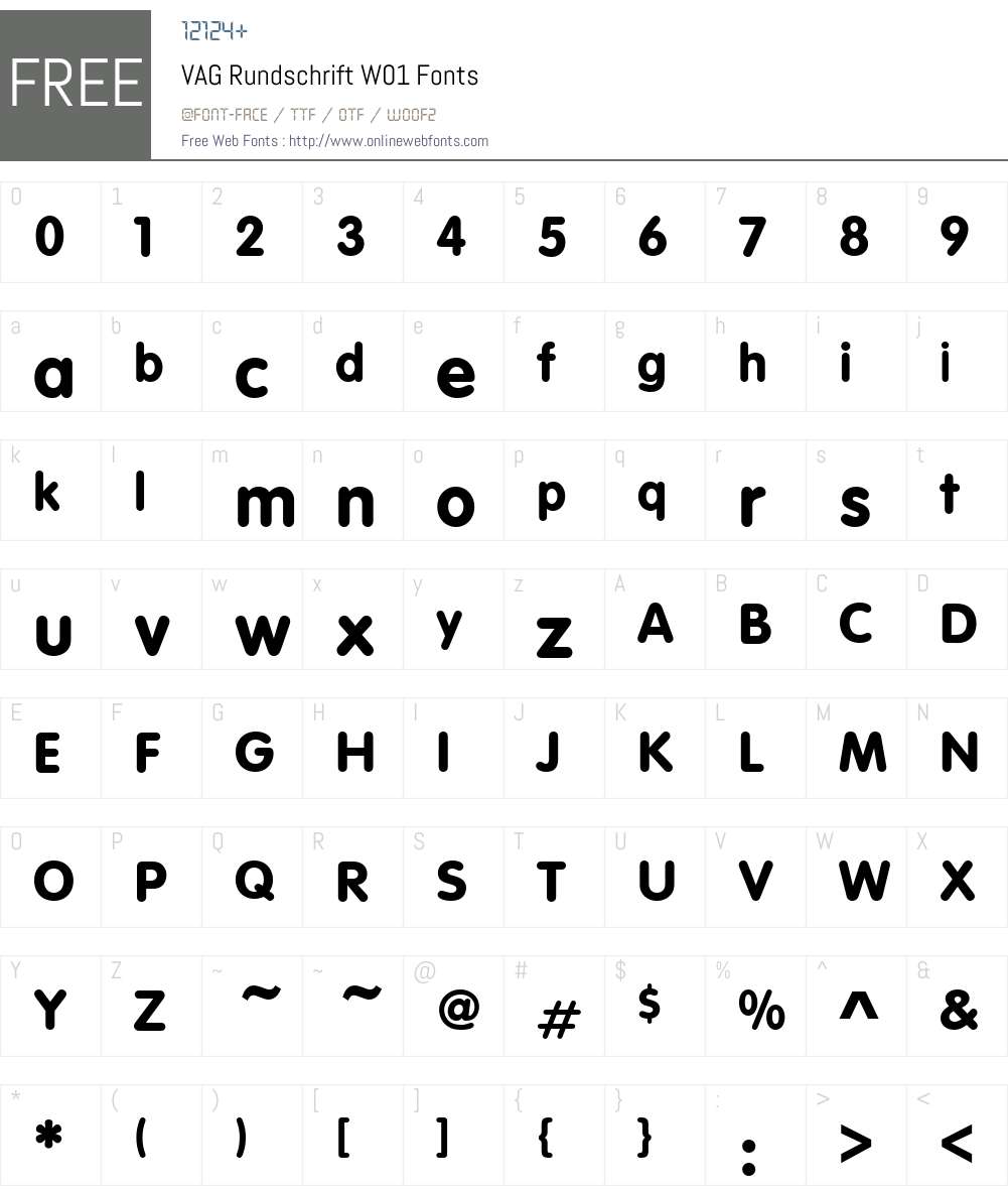 VAGRundschriftW01 Font Screenshots
