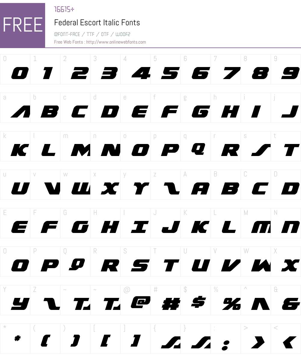 Federal Escort Italic Font Screenshots