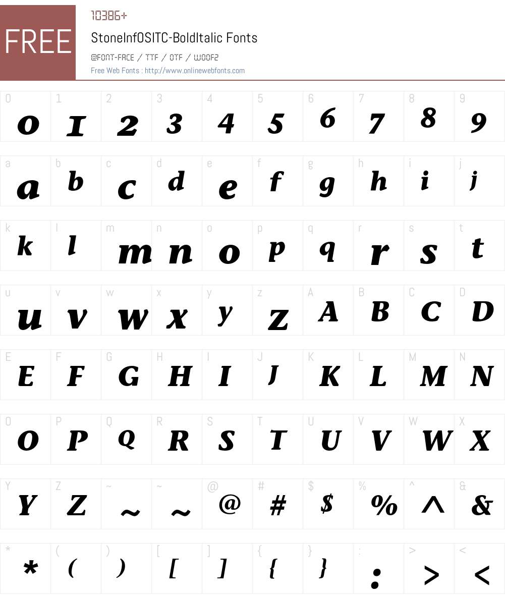 StoneInfOSITC Font Screenshots