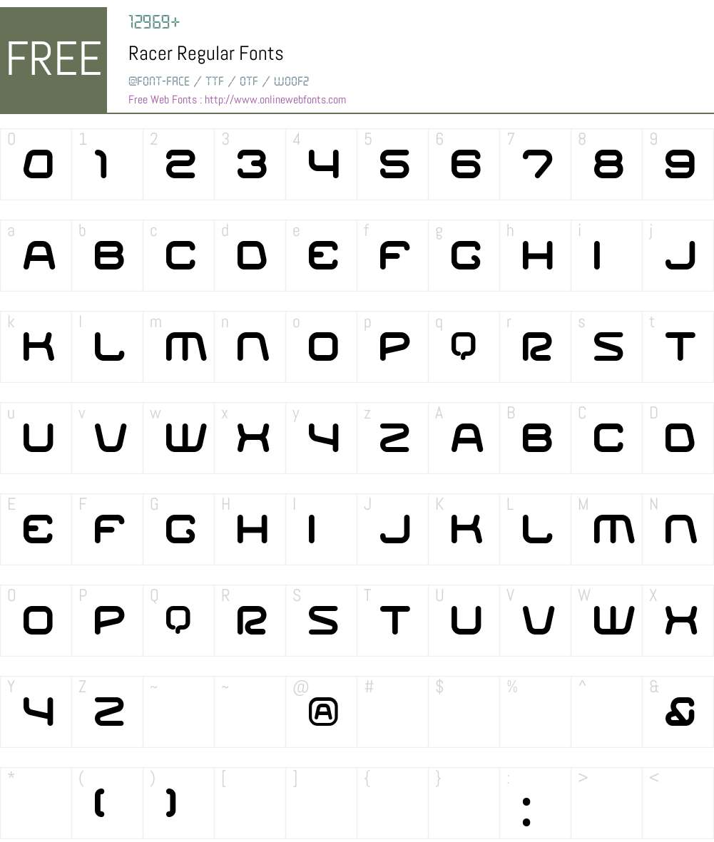 Racer Font Screenshots