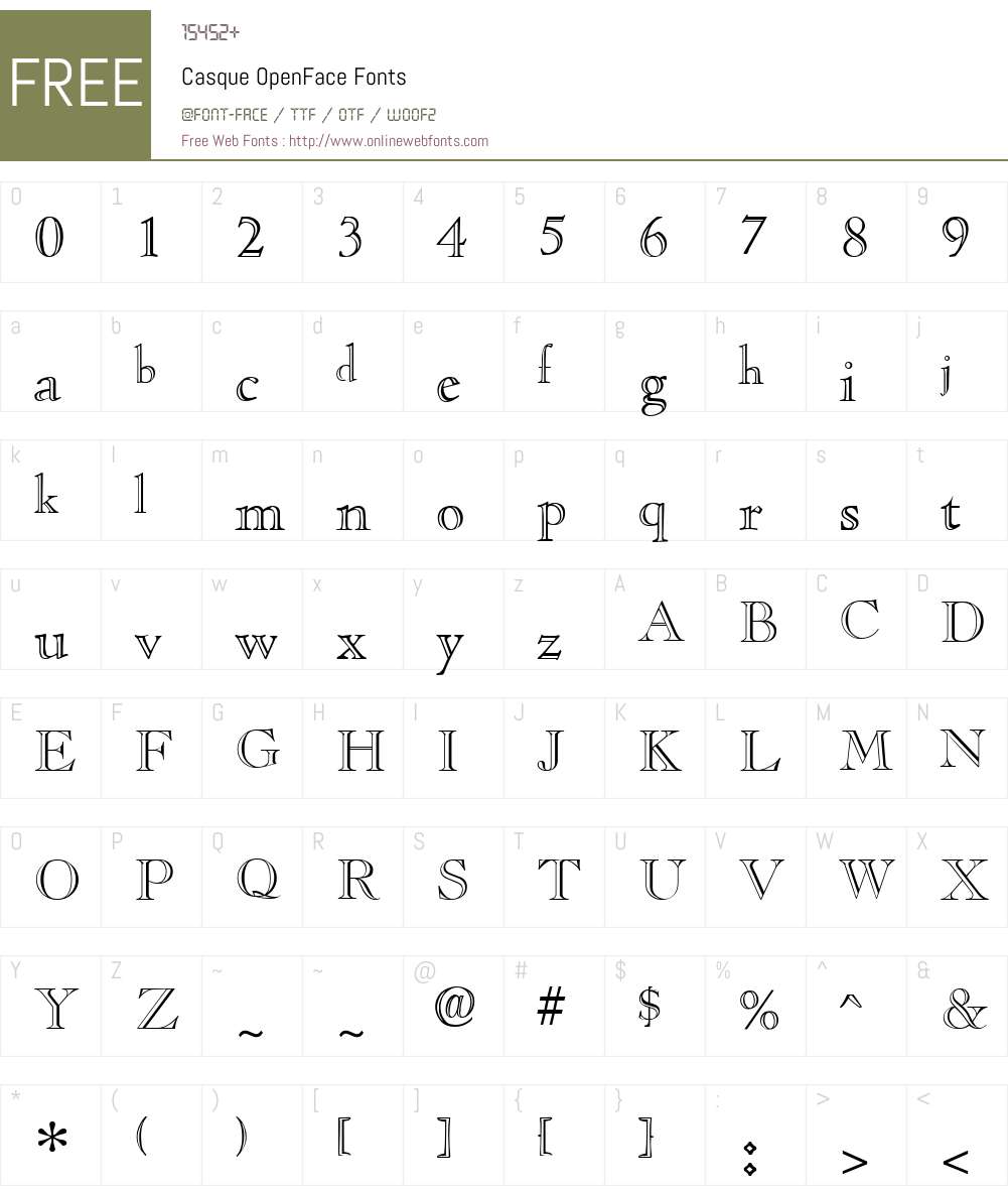 Casque OpenFace Font Screenshots
