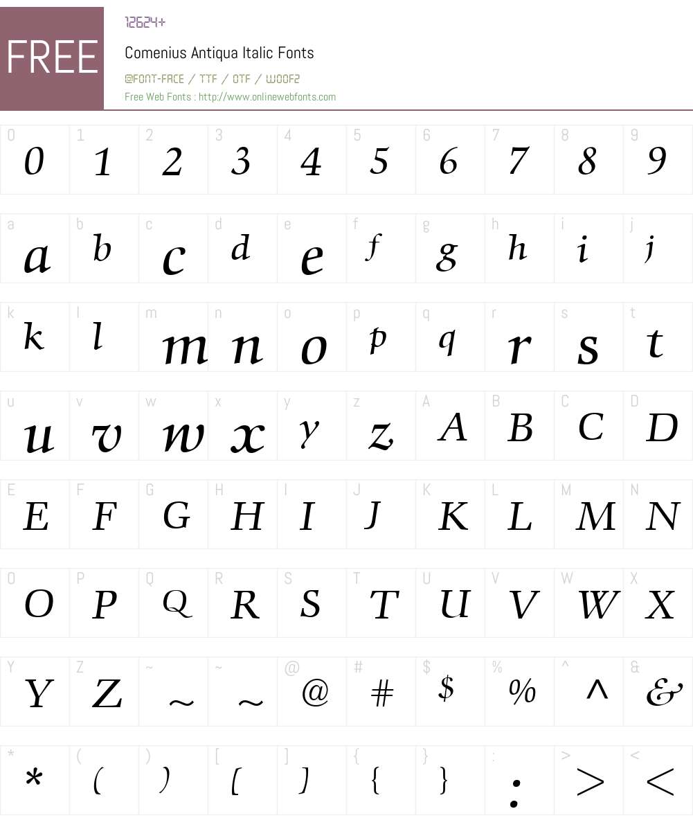 Comenius Antiqua Font Screenshots