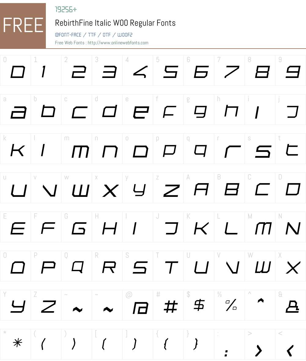 RebirthFine Italic Font Screenshots