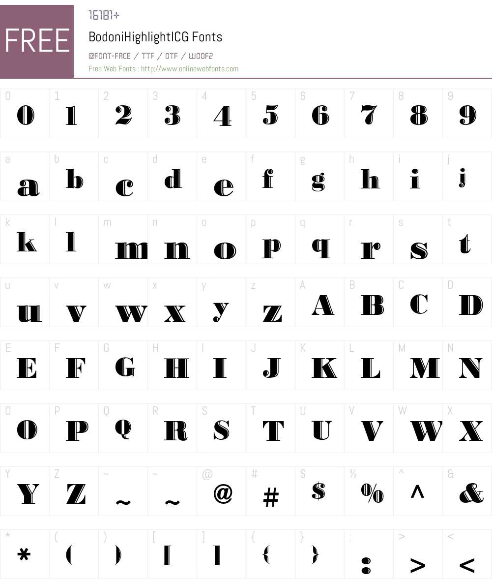 BodoniHighlightICG Font Screenshots
