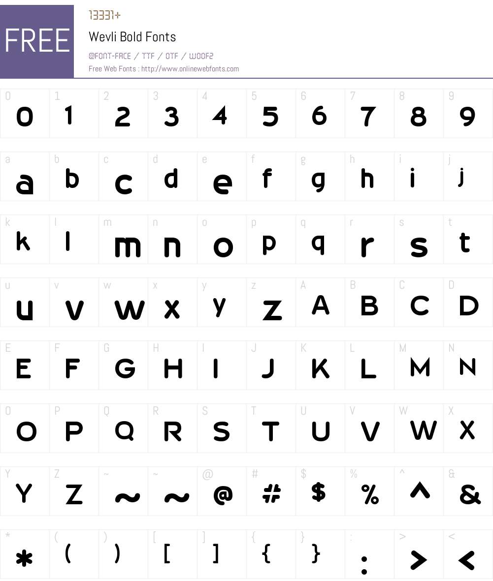 Wevli Font Screenshots