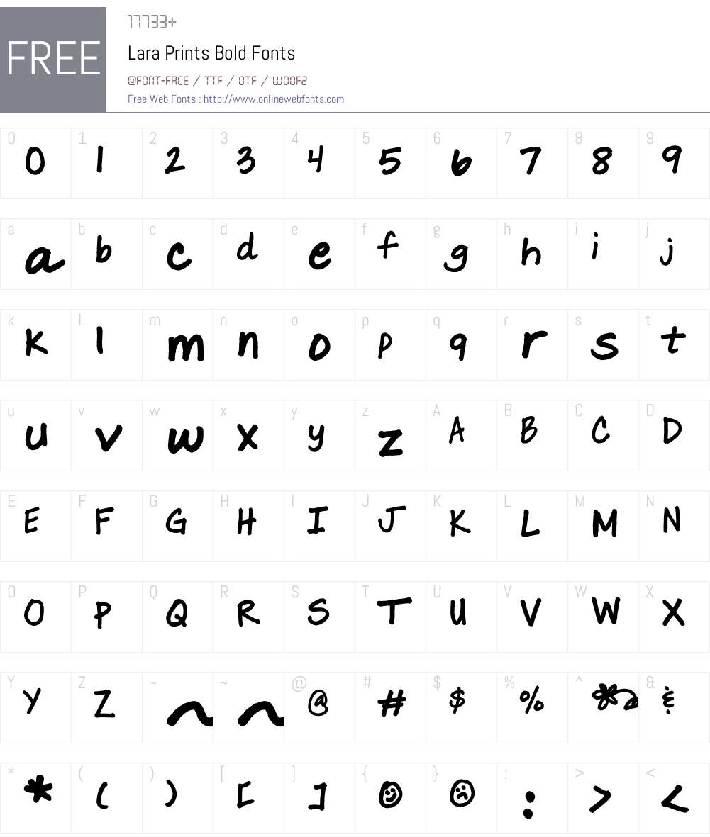 Lara Prints Bold Font Screenshots