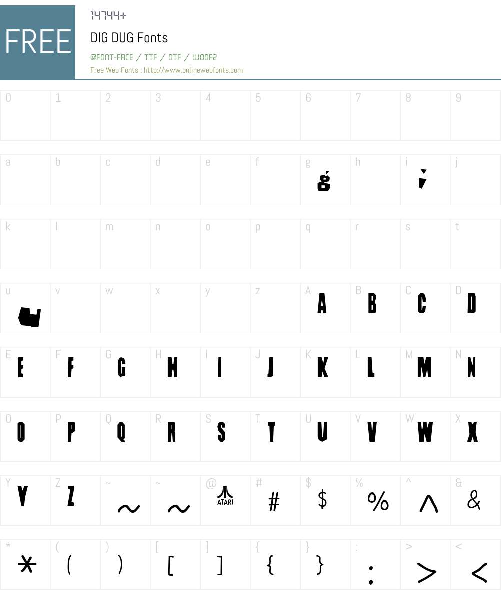 DIG DUG Font Screenshots