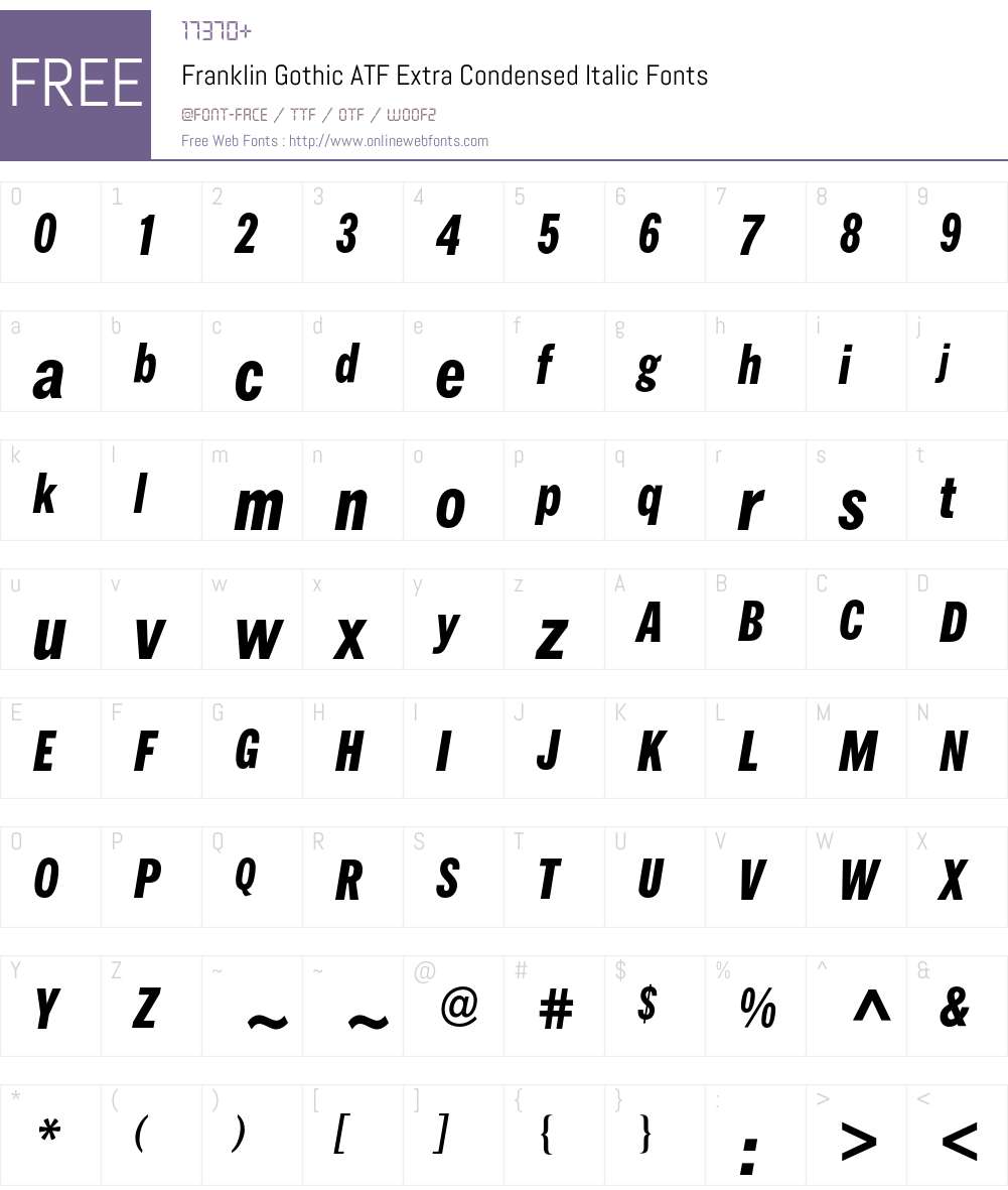 FranklinATFExtraCondensedBQ Font Screenshots