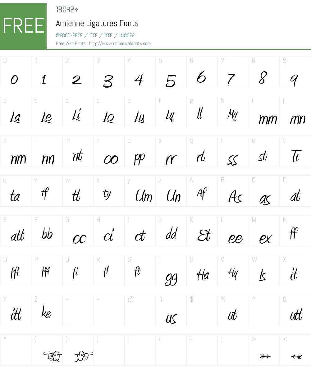 Amienne Ligatures Font Screenshots