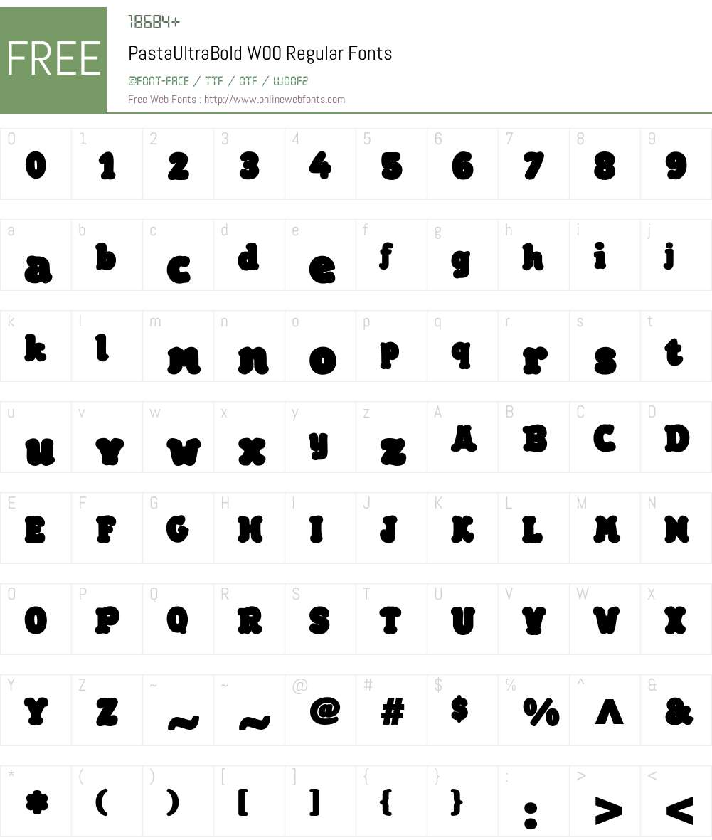PastaUltraBoldW00-Regular Font Screenshots