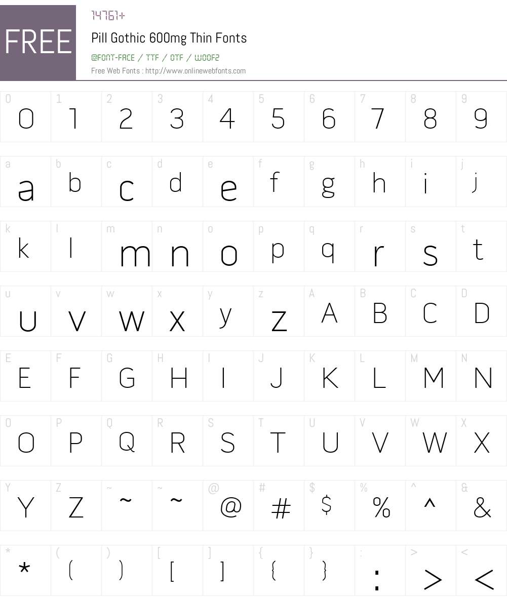 Pill Gothic 600mg Font Screenshots