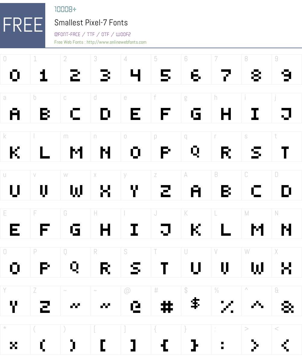 Smallest Pixel-7 Font Screenshots