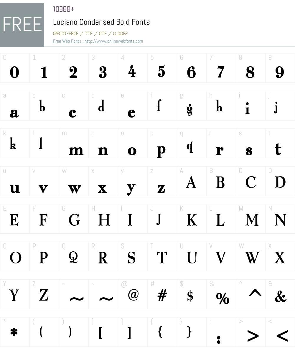 Luciano Condensed Font Screenshots