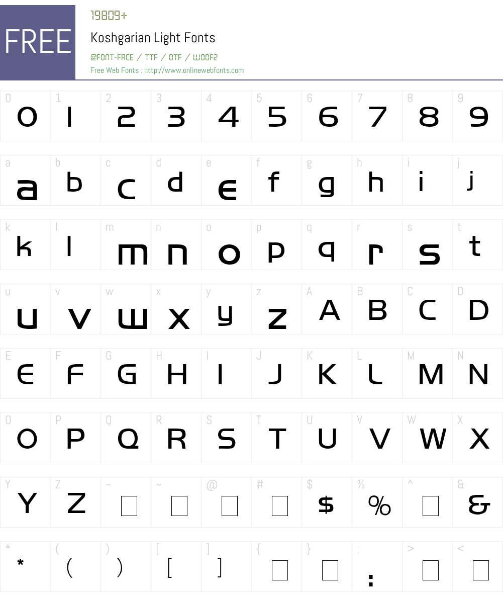 Koshgarian Font Screenshots