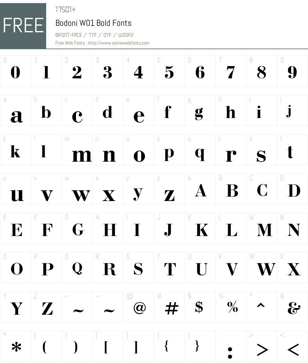 BodoniW01-Bold Font Screenshots