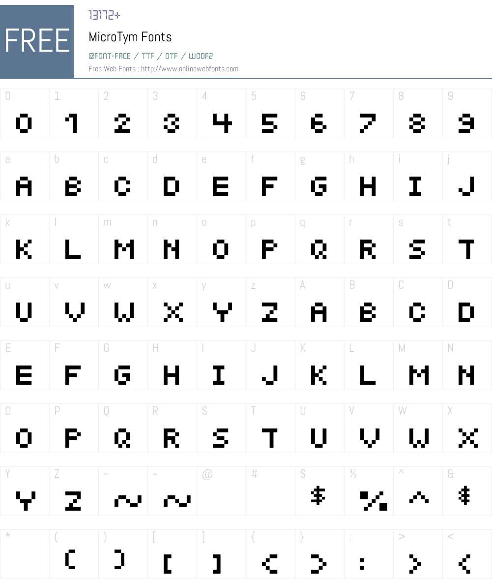 MicroTym Font Screenshots