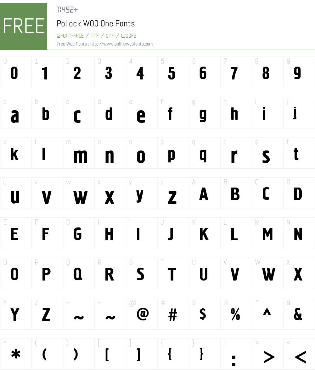 PollockW00-One Font Screenshots