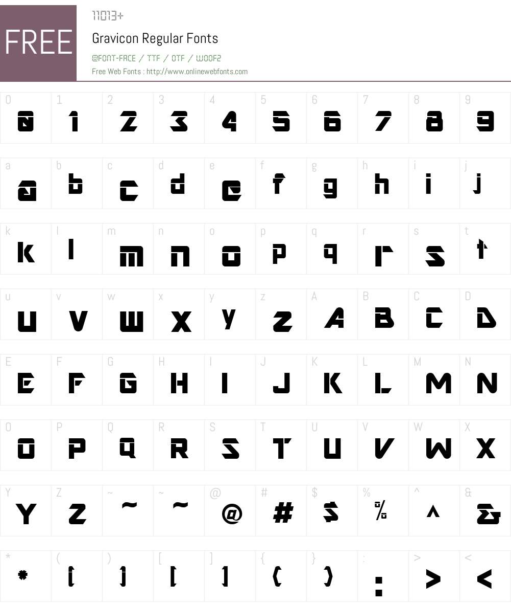 Gravicon Font Screenshots
