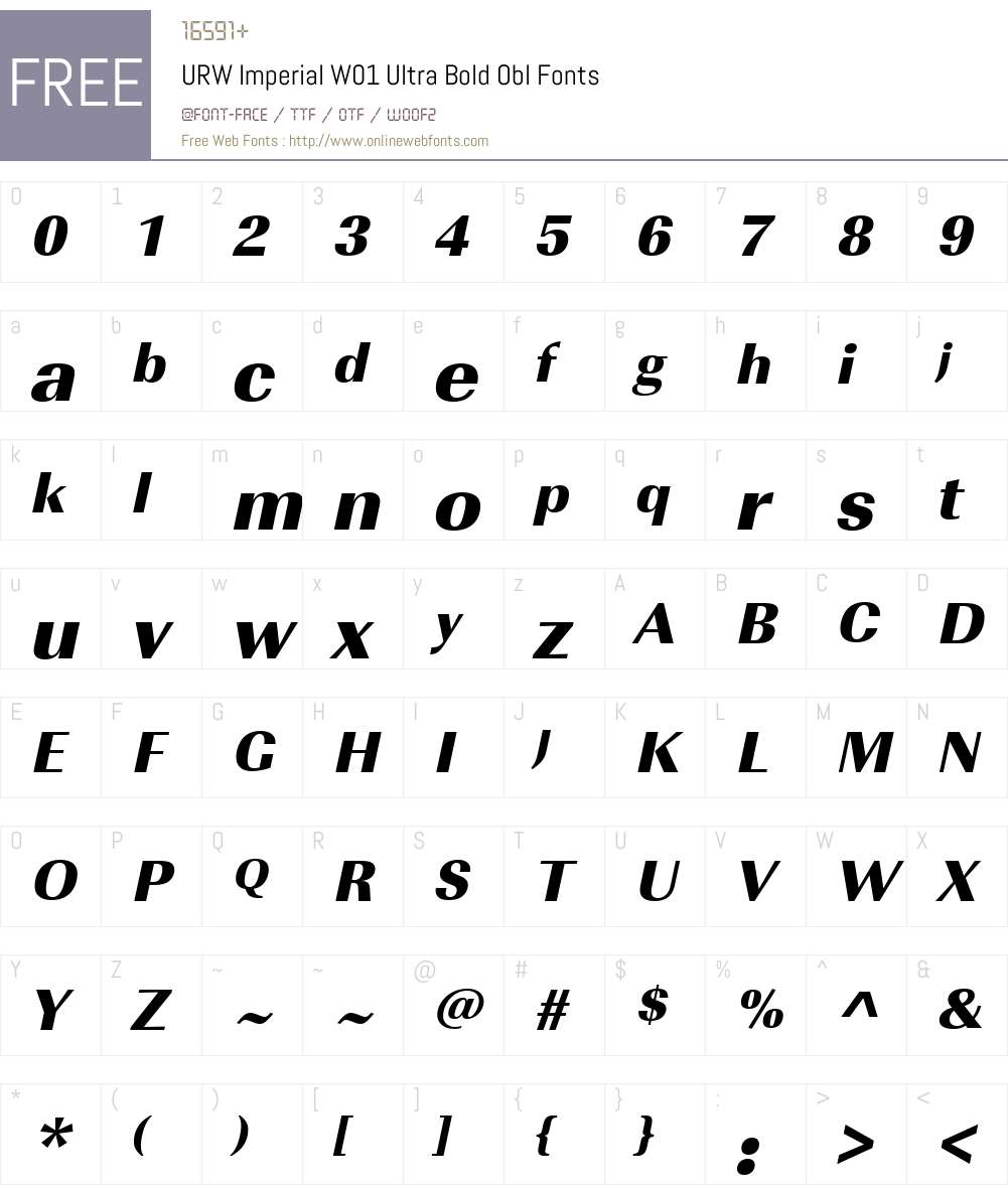 URWImperialW01-UltraBoldObl Font Screenshots