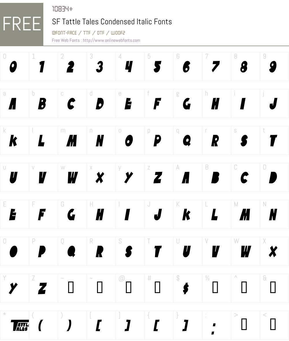 SF Tattle Tales Condensed Font Screenshots