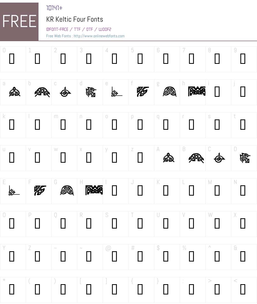 KR Keltic Four Font Screenshots