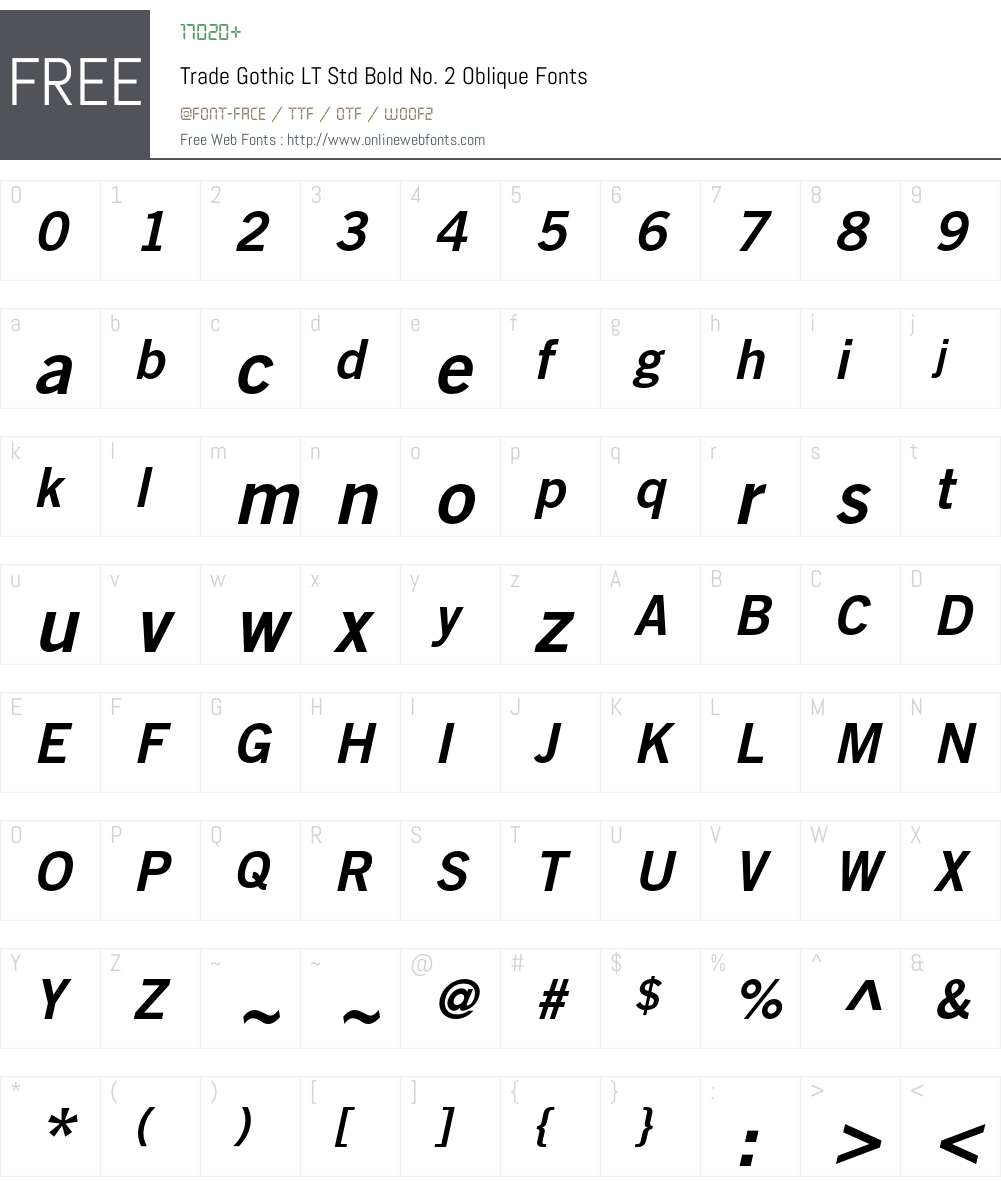 Trade Gothic LT Std Font Screenshots
