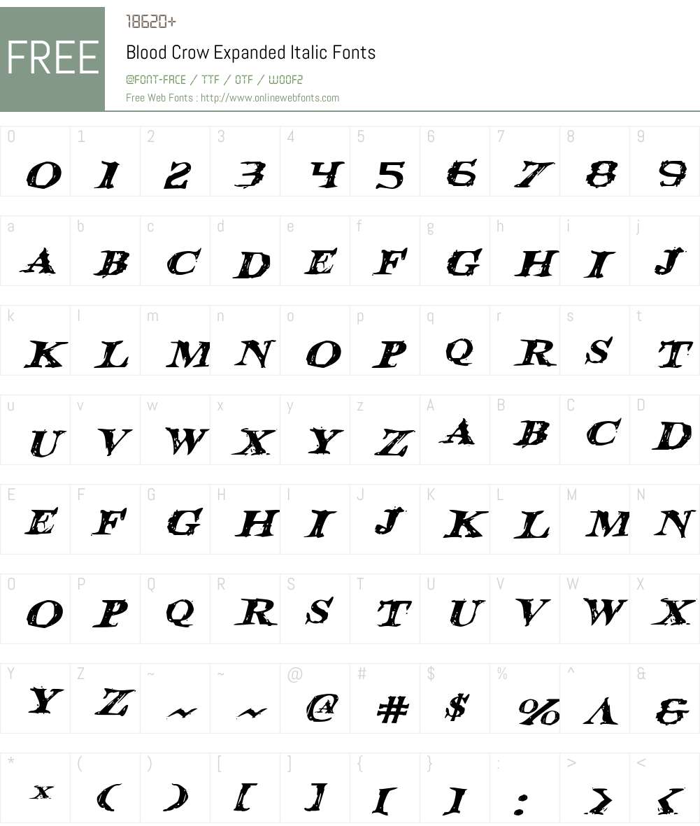 Blood Crow Expanded Italic Font Screenshots