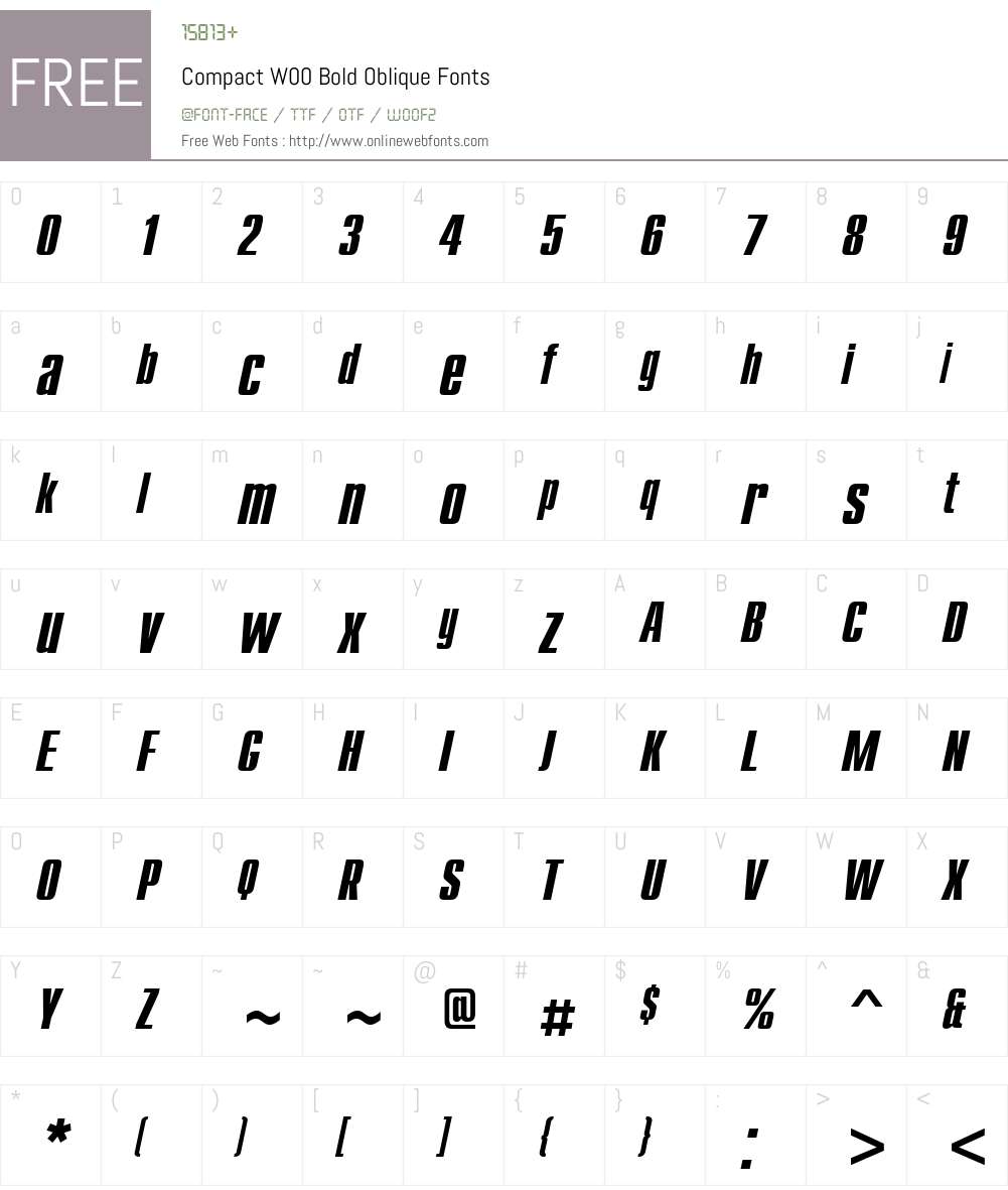 CompactW00-BoldOblique Font Screenshots