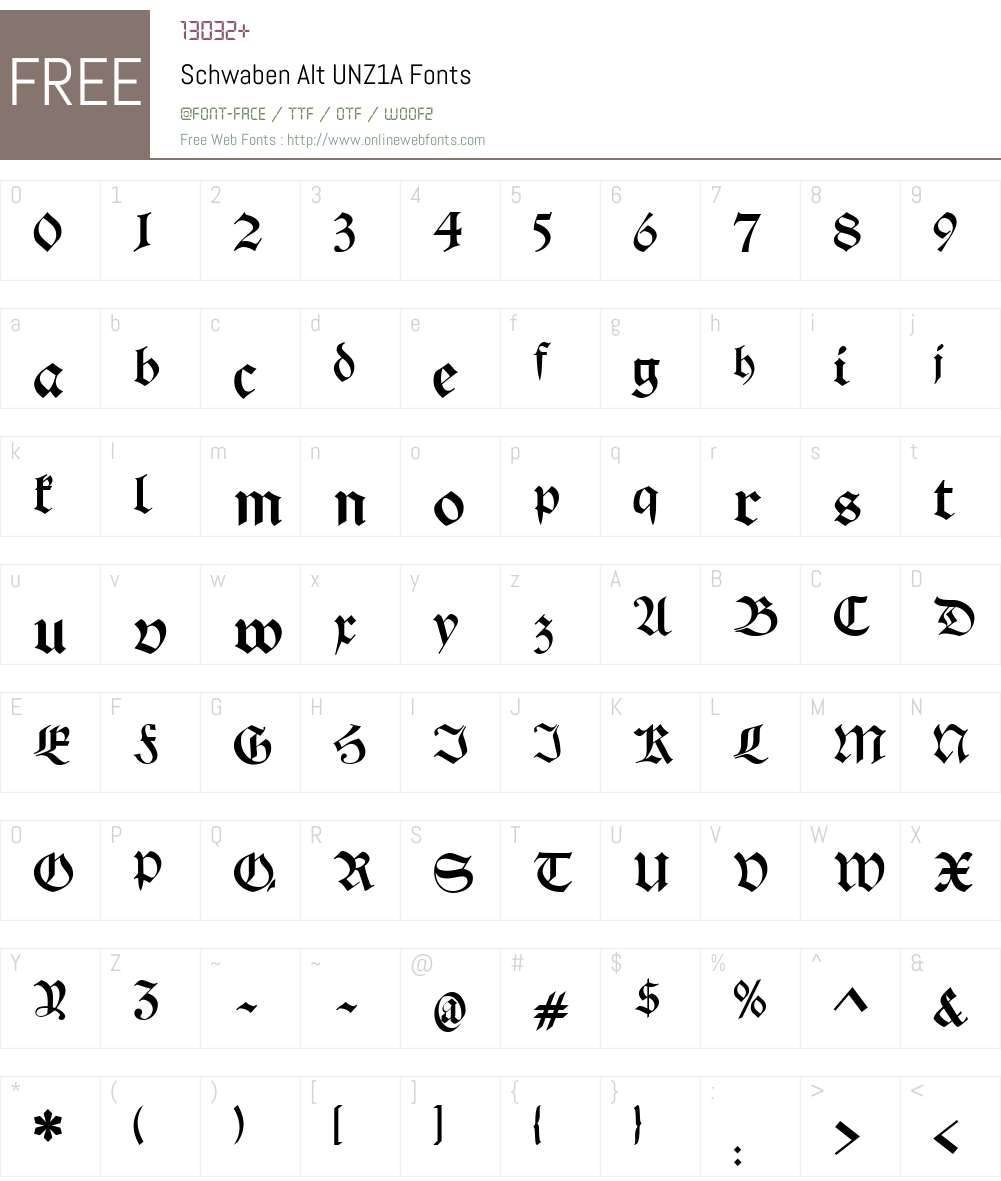 Schwaben Alt UNZ1A Font Screenshots