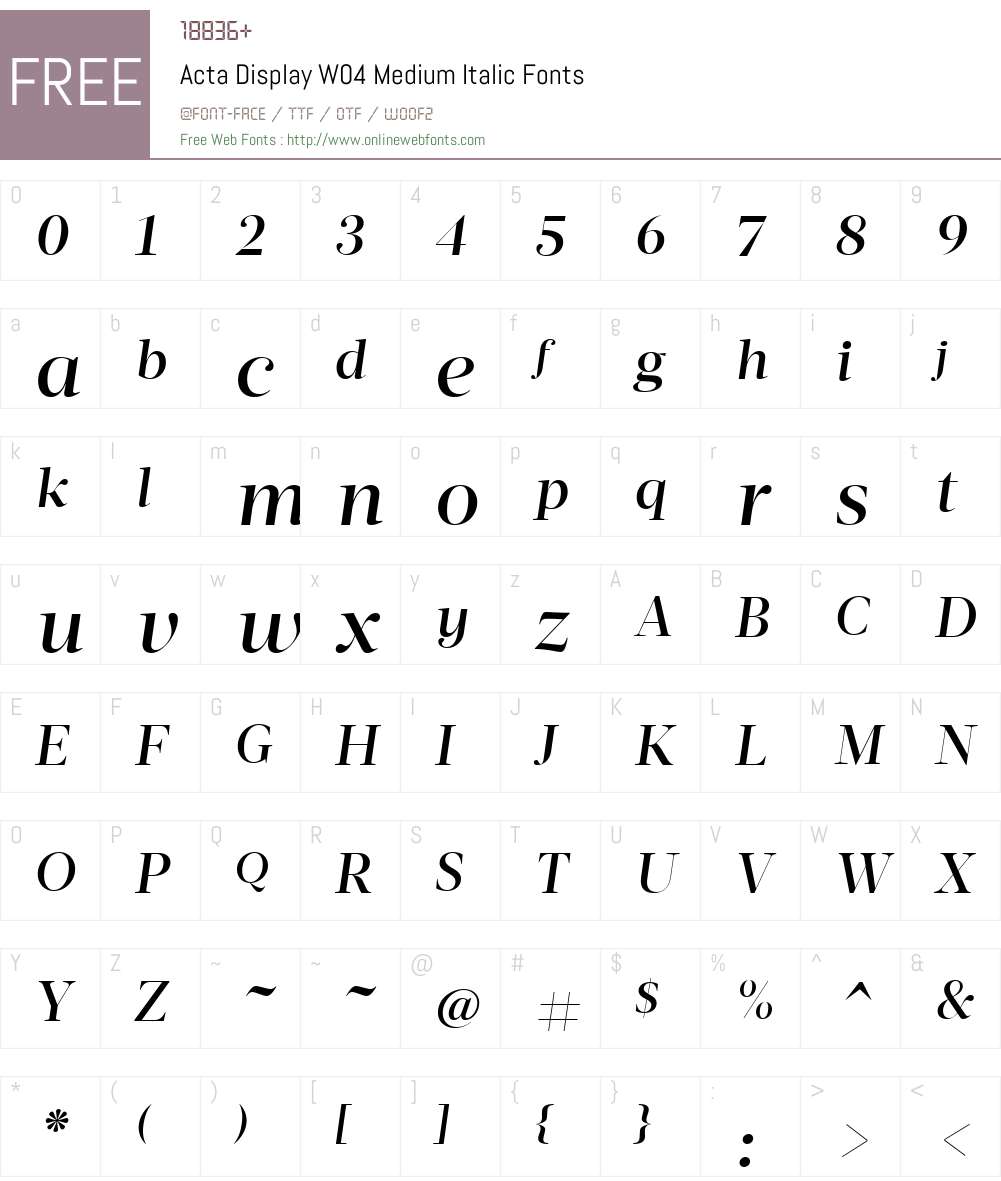 Acta Display Font Screenshots
