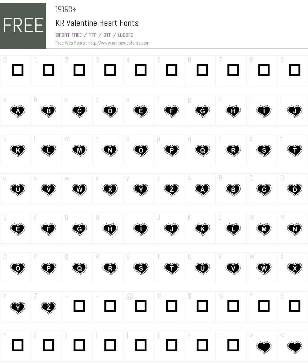 KR Valentine Heart Font Screenshots