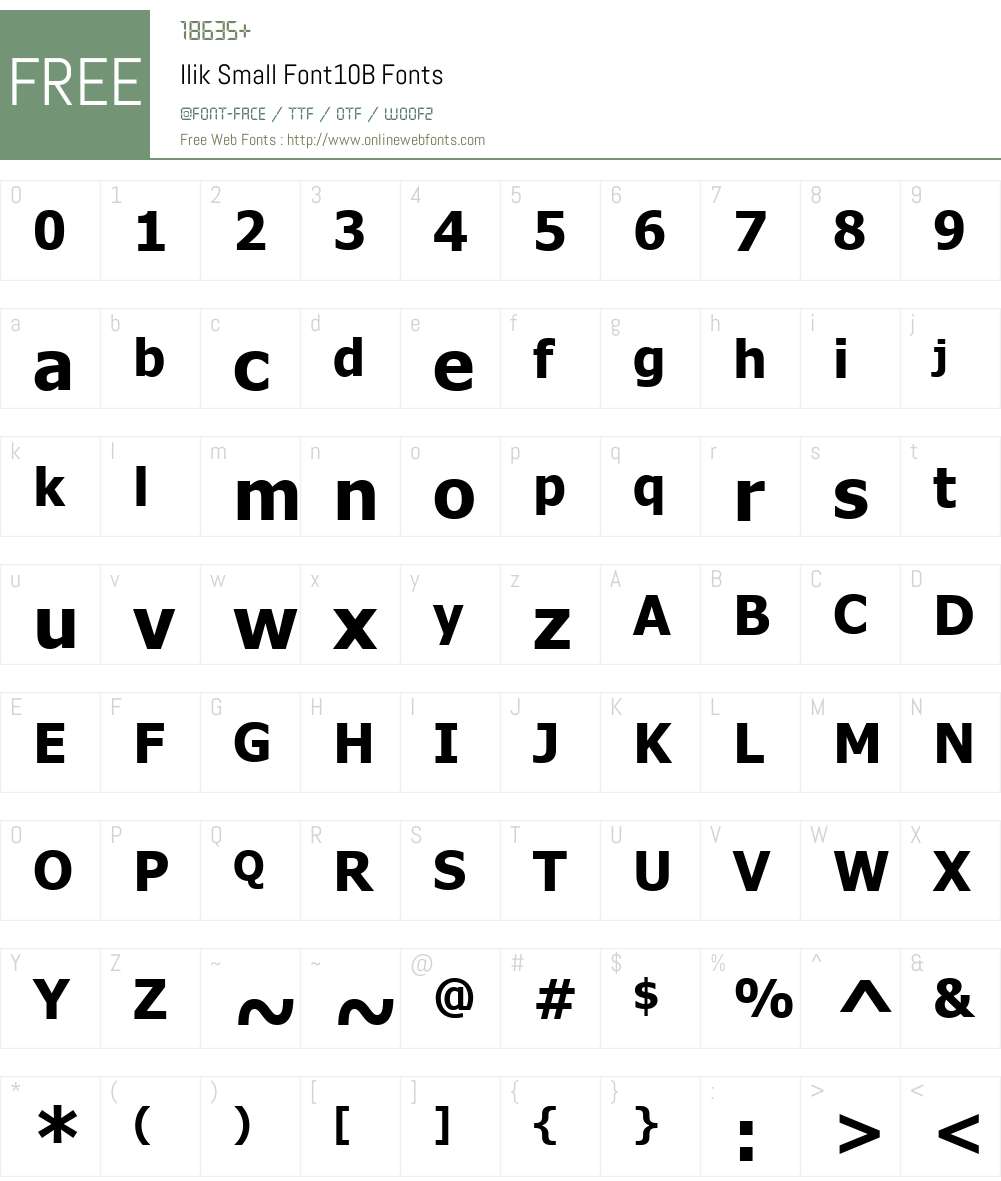 Ilik Small Font10B Font Screenshots