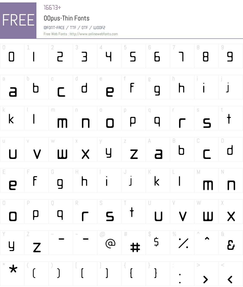 0Opus-Thin Font Screenshots