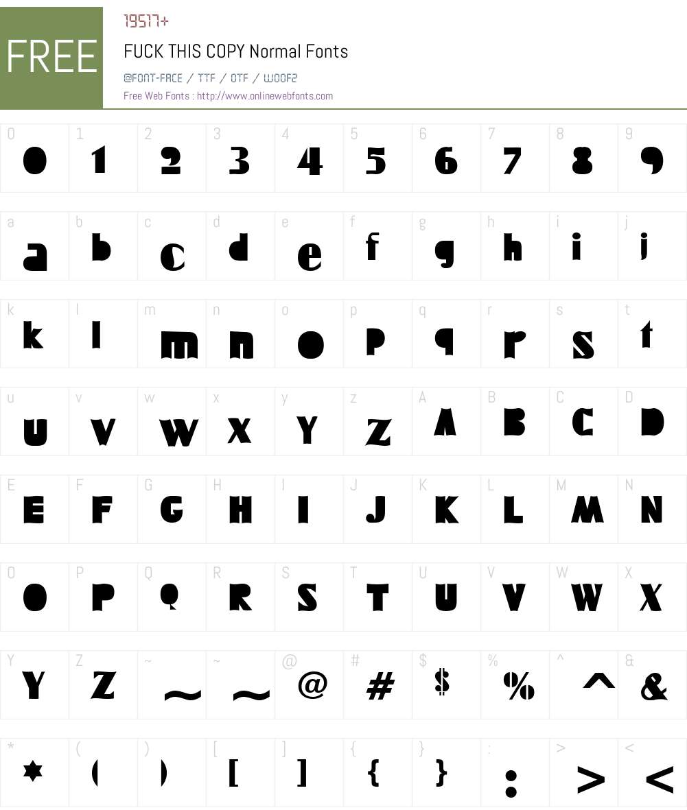 FUCK THIS COPY Font Screenshots