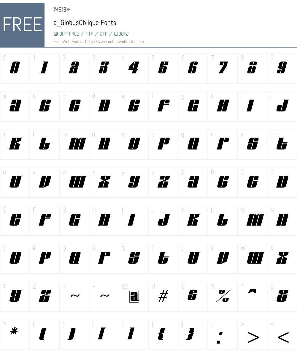 a_GlobusOblique Font Screenshots
