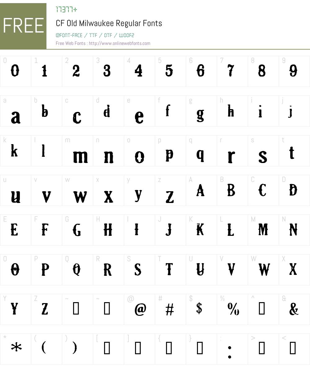CF Old Milwaukee Font Screenshots