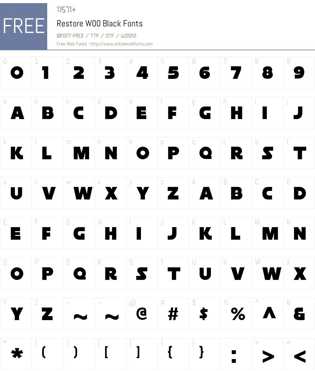 RestoreW00-Black Font Screenshots