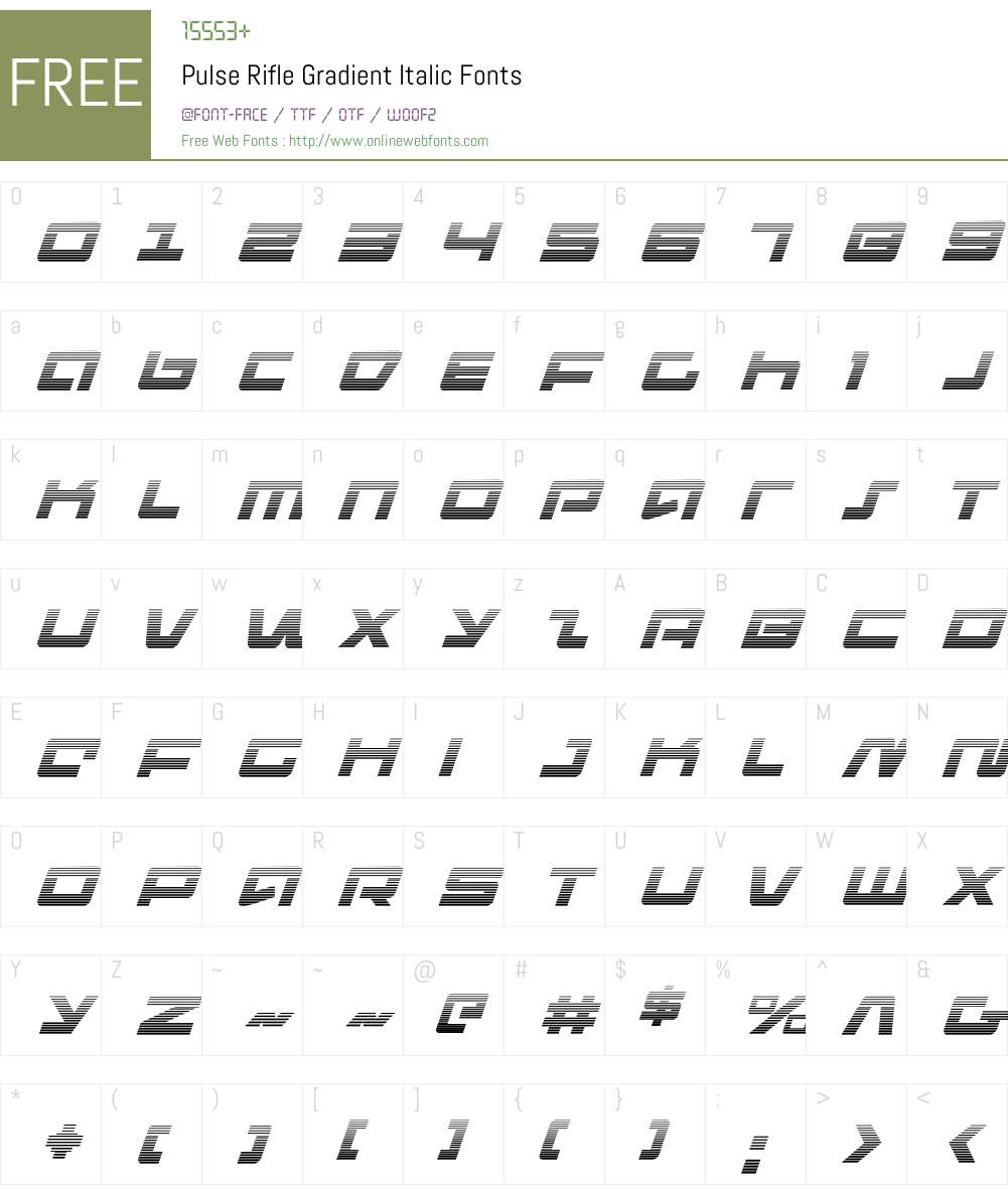Pulse Rifle Gradient Italic Font Screenshots