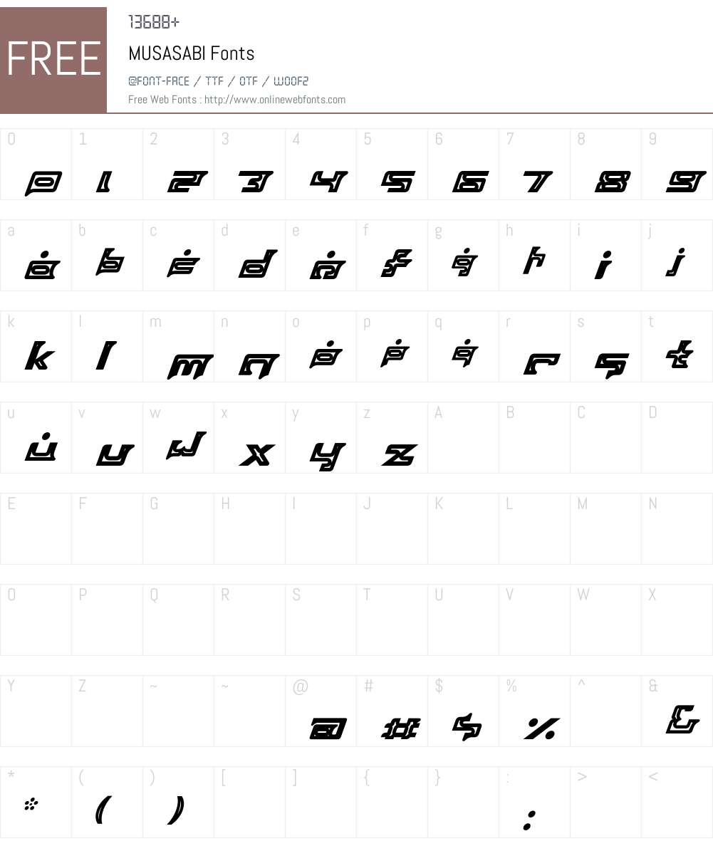 MUSASABI Font Screenshots