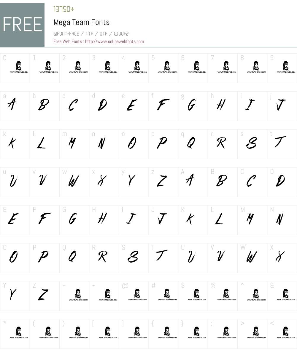 Mega Team Font Screenshots