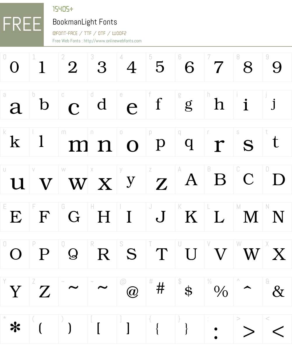 Bookman Font Screenshots