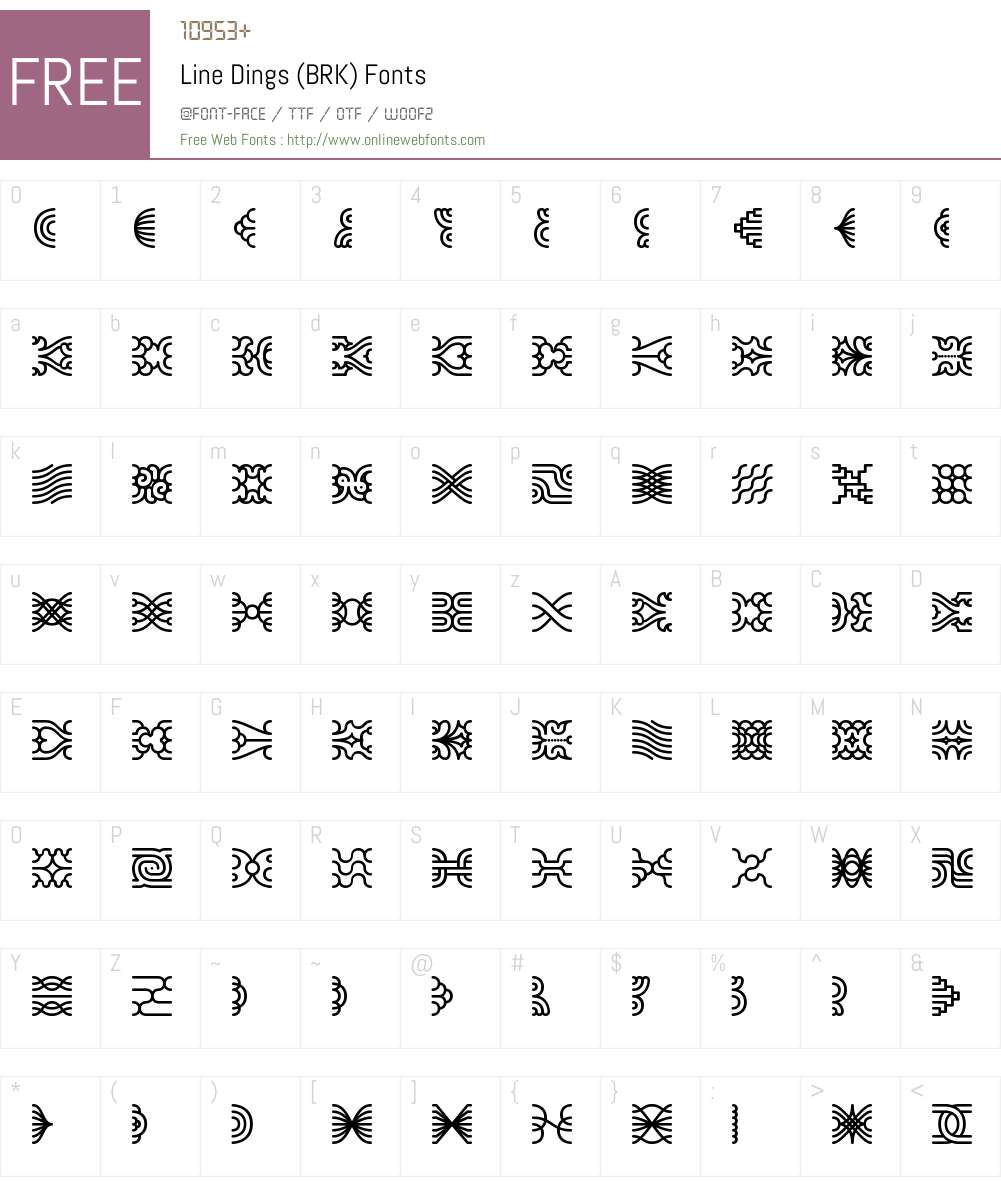 Line Dings (BRK) Font Screenshots