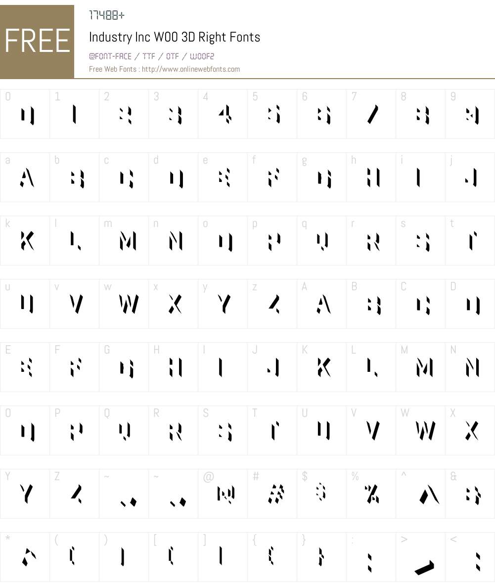 IndustryIncW00-3DRight Font Screenshots