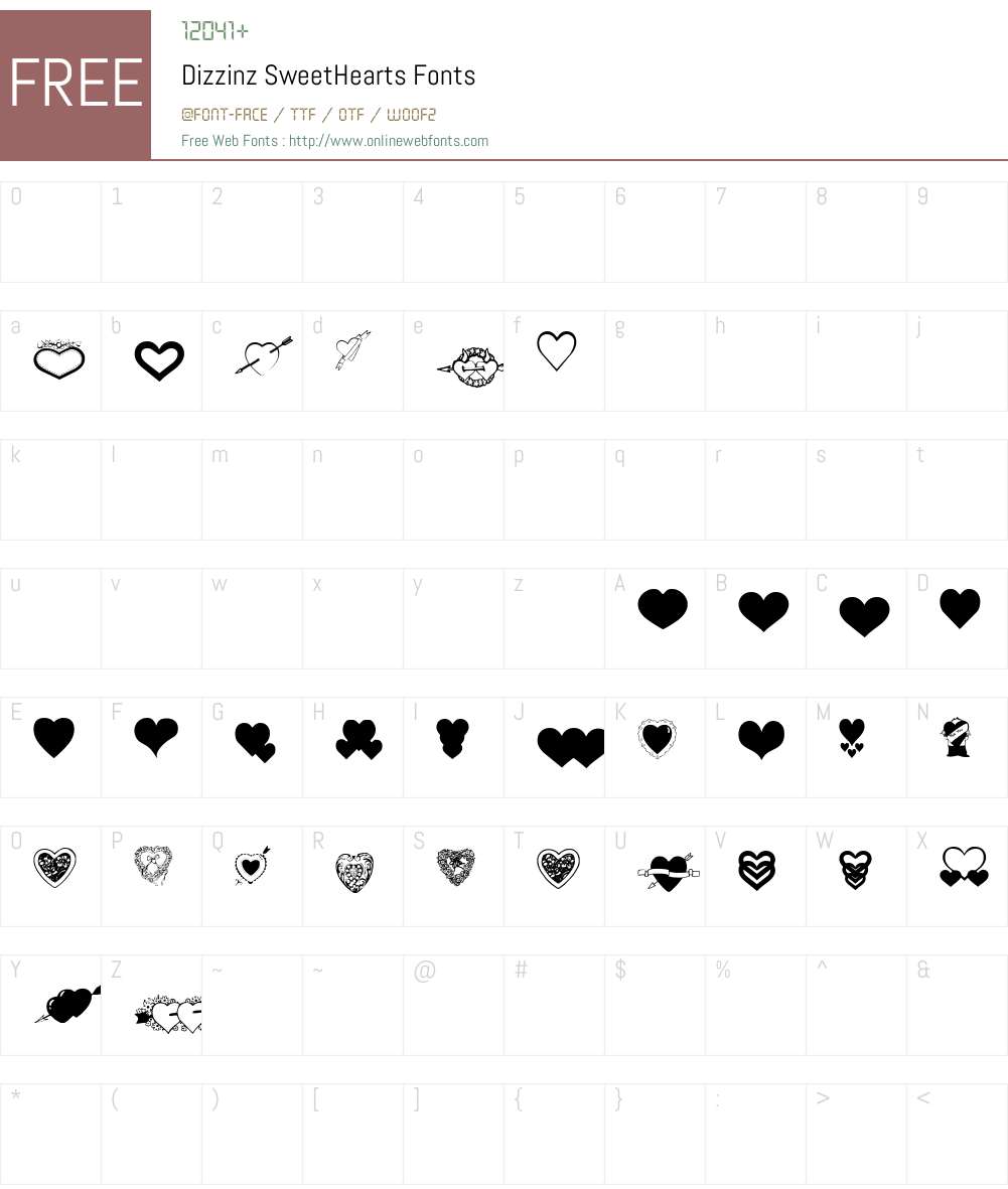 Dizzinz SweetHearts Font Screenshots