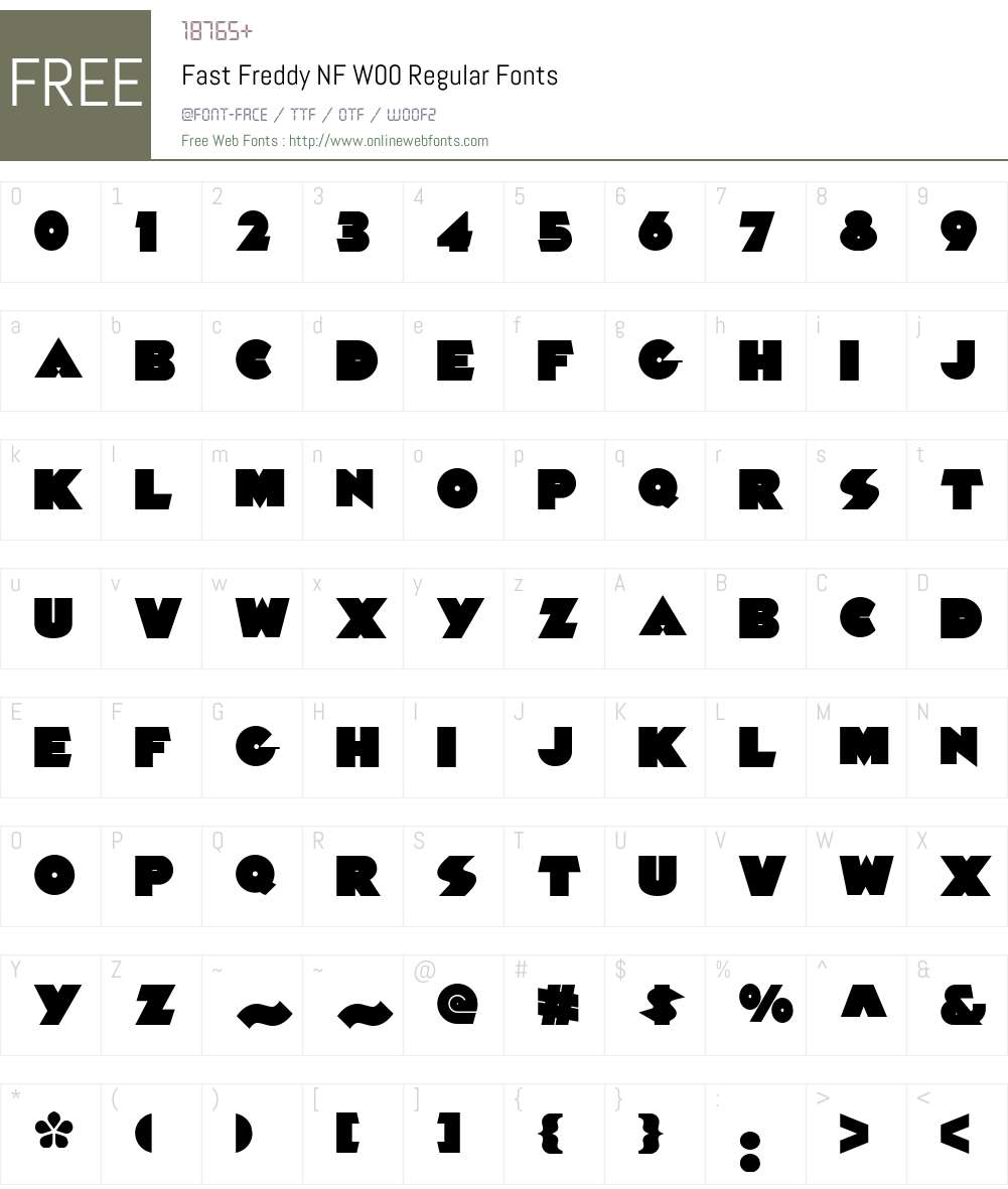 FastFreddyNFW00-Regular Font Screenshots