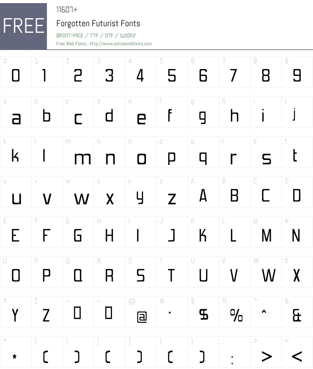 Forgotten Futurist Font Screenshots